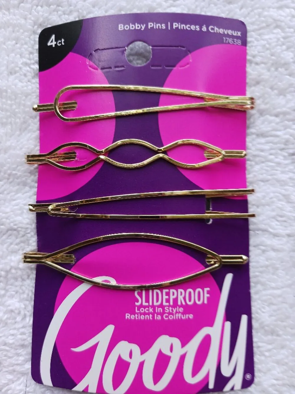 4 Goody Slideproof Decorative Wavy Open Oval Design Bobby Slide Hair Pins Metal